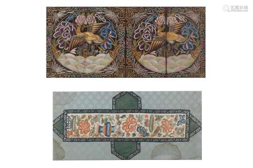 A PAIR OF CHINESE EMBROIDERED RANK BADGES, BUZI.