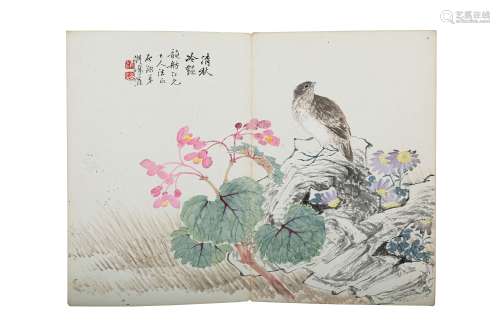 AN ALBUM OF TWELVE CHINESE PAINTING LEAVES.