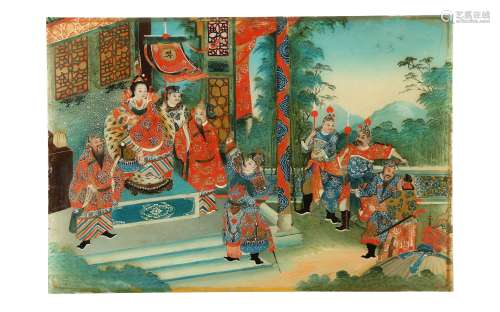 A CHINESE REVERSE GLASS PAINTINGS.