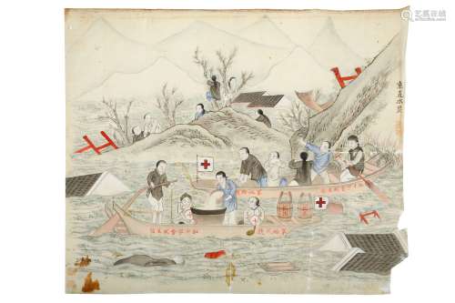 A CHINESE PAINTING OF THE RED CROSS TROOPS.