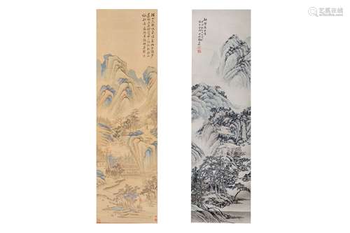 TWO CHINESE HANGING SCROLLS BY ZHANG WENSHU AND ZH