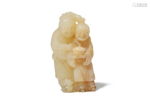 A CHINESE HARDSTONE 'HEHE' TWINS' CARVING.