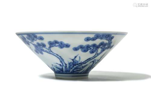 A CHINESE BLUE AND WHITE 'THREE FRIENDS OF WINTER'