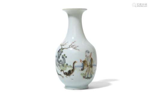A SMALL CHINESE FAMILLE ROSE 'WANG XIZHI' BOTTLE VASE.