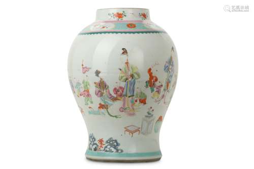 A CHINESE FAMILLE ROSE 'LADIES AND BOYS' BALUSTER