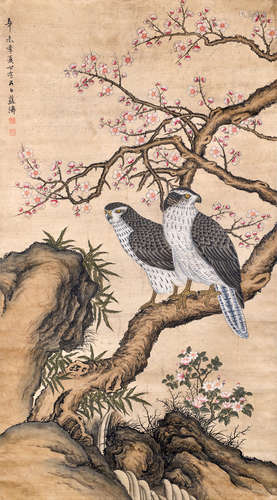 藍濤 雙鷹圖