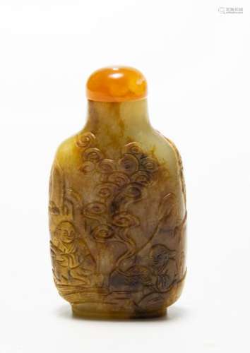 Chinese Yellow Jade Carved Snuff Bottle, 18th Century