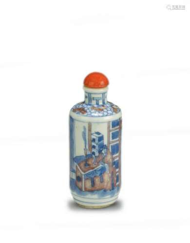 Chinese Blue & Red Underglaze Snuff Bottle