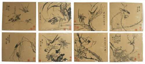 Set of 8 Album Paintings Attributed to Lin Liang