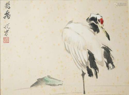 Chinese Painting of a Crane, Yuan Xiaocen