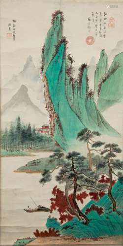 Landscape Painting, Pan Su, with Poem of Zhang Boju