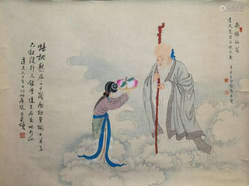 Chinese Painting of Magu & Shou, Wang Lingwen