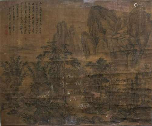 Landscape Painting on Silk Attributed to Gu Fang
