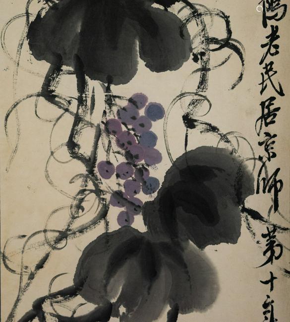 Chinese Painting Of Grapes & Vines, Qi Baishi－【deal Price Picture】