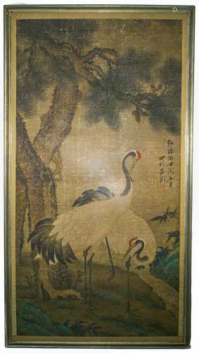 Chinese Painting of Pine Tree and Crane, Lu Ji