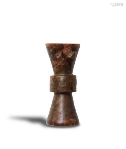Chinese Brown Jade Gu Form Cylinder, Han Dynasty