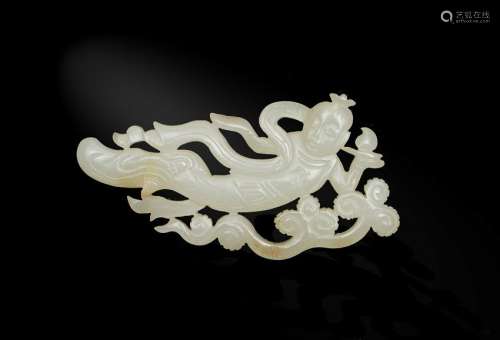 White Jade Carved Goddess, Tang or Song Dynasty
