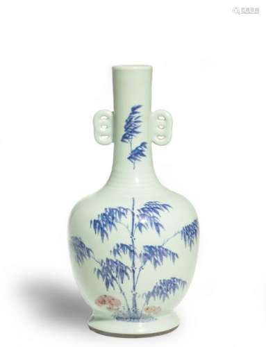 Celadon Vase with Blue & Copper Underglaze, 18th