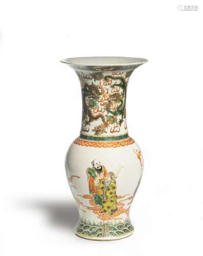 Chinese Wucai Vase with 8 Daoist Immortals,19th Century