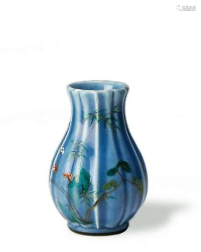 Chinese Lobed Porcelain Vase, 18th Century