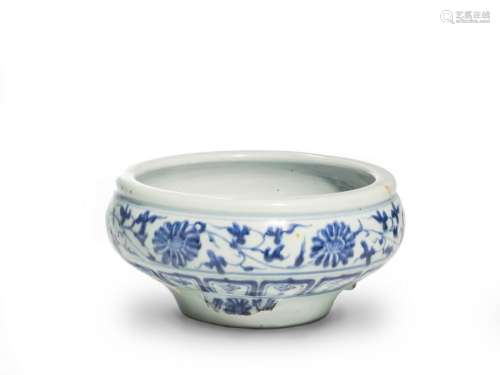 Rare Chinese Blue & White Censer, Yuan Dynasty