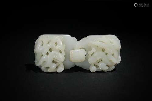 Pair of Chinese White Jade Buckles, 18th Century