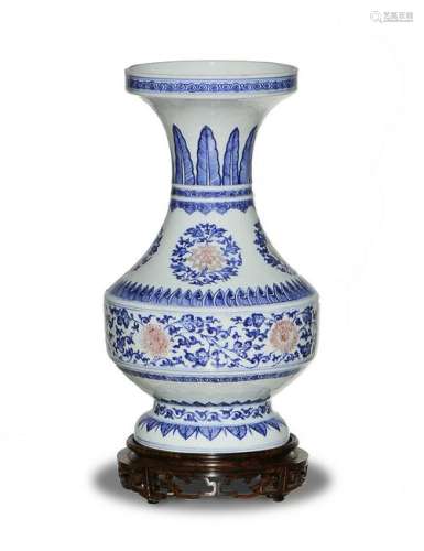 Chinese Blue & Red Underglazed Vase, Yongzheng
