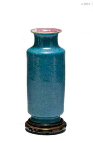 Chinese Robin's Egg Blue Glazed Rouleau Vase