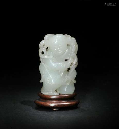 Chinese White Jade Carved Boy, 18th Century