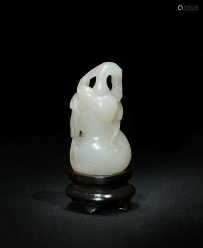 Chinese White Jade Hulu Toggle, 18-19th Century