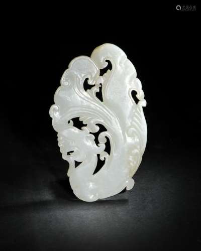 Chinese White Jade Carved Plaque, Ming Dynasty