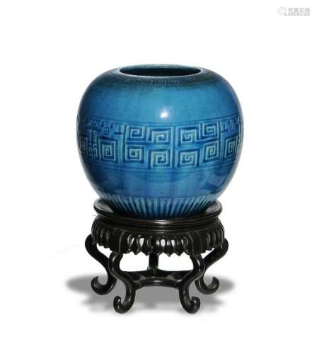 Chinese Blue Glazed Jar, 18-19th Century