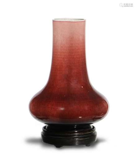 Chinese Red Glazed Large Neck Vase, 19th Century