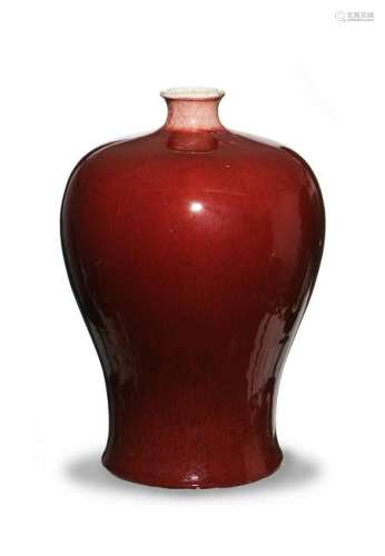 Chinese Red Glazed Meiping, 18-19th Century