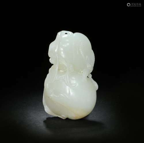 Chinese White Jade Toggle with Peaches, 18-19th Century