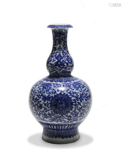 Chinese Blue and White Hulu Vase, Late 19th Century