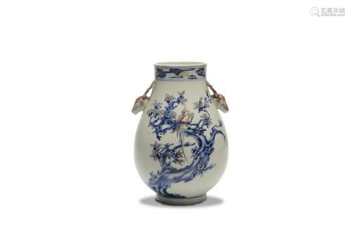 Chinese Blue & Red Underglaze Vase, late 19th Century