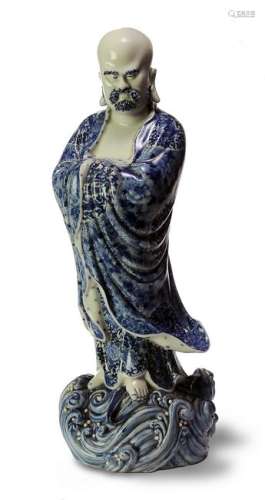 Blue and White Statue of Damo by Wei Hongtai