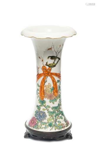 Chinese Famille Rose Flower Gu Vase, Republic