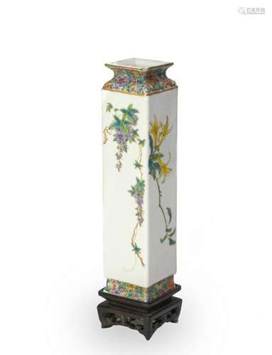 Chinese Famille Rose Square Vase, Republic