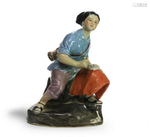 Cultural Revolution Porcelain Figure of a Woman