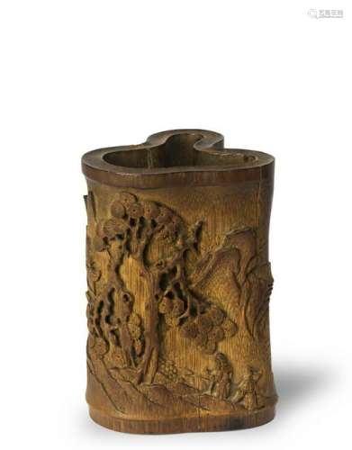Chinese Bamboo Carved Brush Pot, 18-19th Century