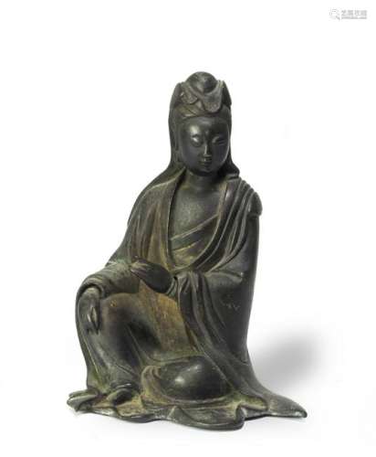 Chinese Bronze Seated Guanyin, Qing Dynasty