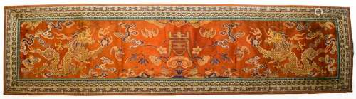 Chinese Silk Panel with Dragons & Shou, 19th Century