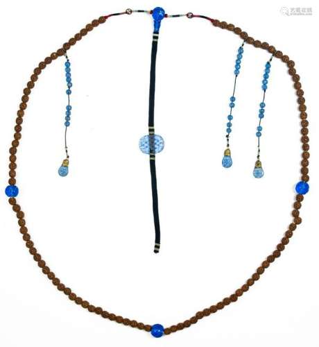 Chinese Nut & Peking Glass Court Necklace, 19th Century