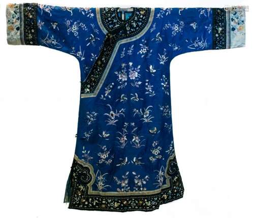Chinese Blue Ground Lady's Robe, 19th Century