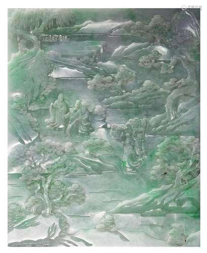 Chinese Jadeite Landscape Screen, 19th Century