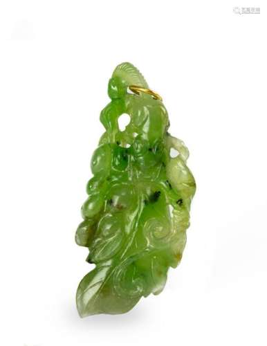 Chinese Spinach Jade Toggle, 19th Century