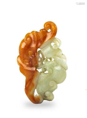 Chinese Jadeite Carving of Double Bats, 19th Century