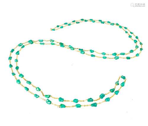 Chinese Beaded Turquoise Necklace, 19th-20th Century